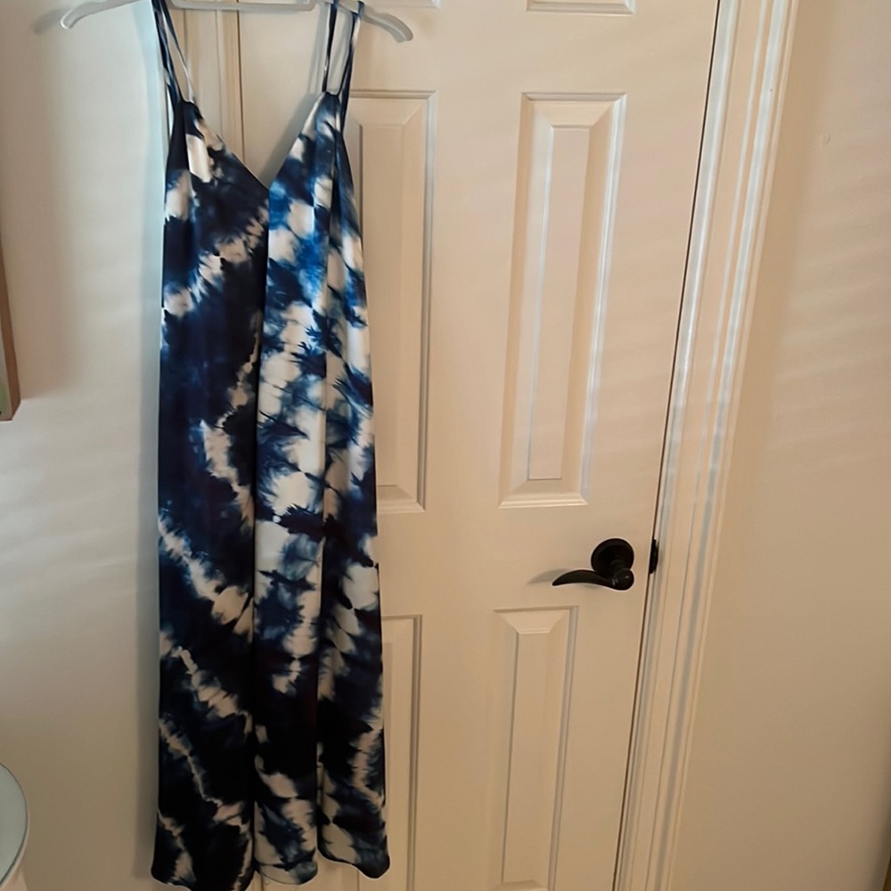 Zara tie dye blue and white dress